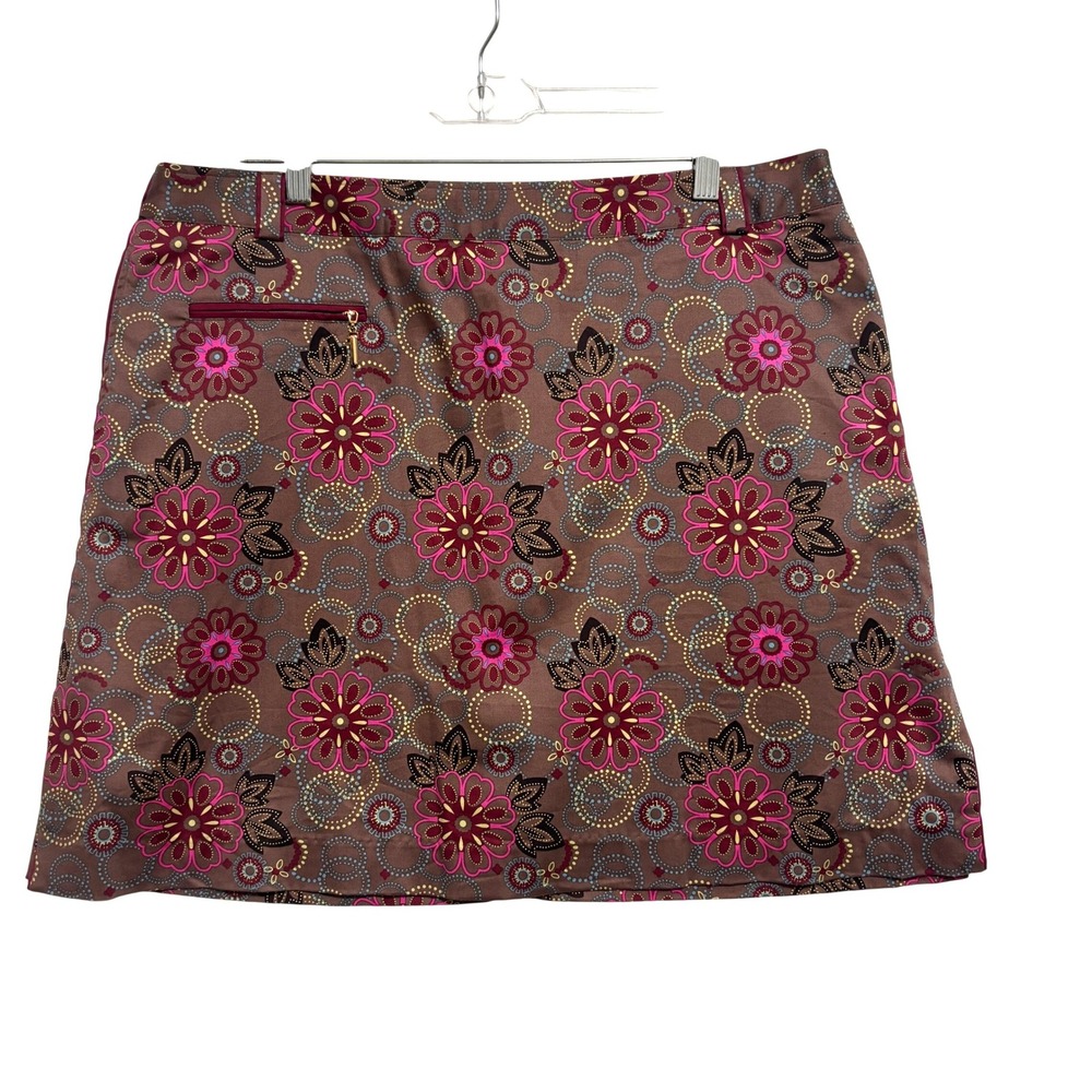 Sport Haley Golf Skort Womens 14 Brown Floral Activewear Performance Tennis Prep
